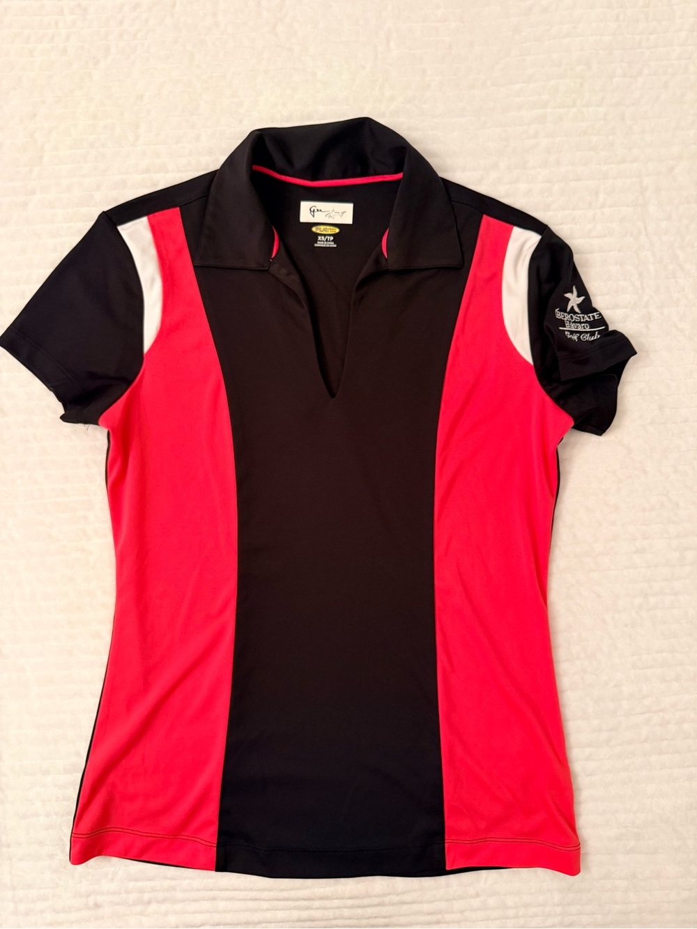 Greg Norman Collection Women’s Black, Red & White Polo Golf Shirt